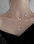 Silver Moon and Stars Necklace