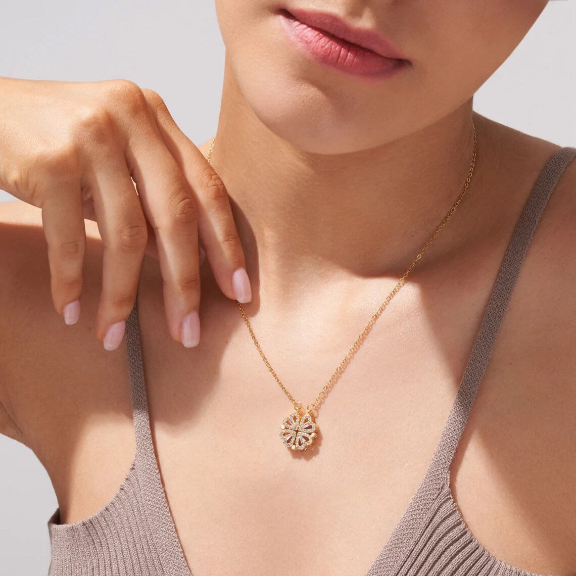 Lucky Heart Necklace with Dainty Shine