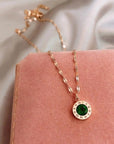 Time Necklace with Emerald in Gold