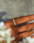 Hand-Painted Daisy Ring in Silver