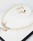 Natural Pearl Necklace + Earring Set