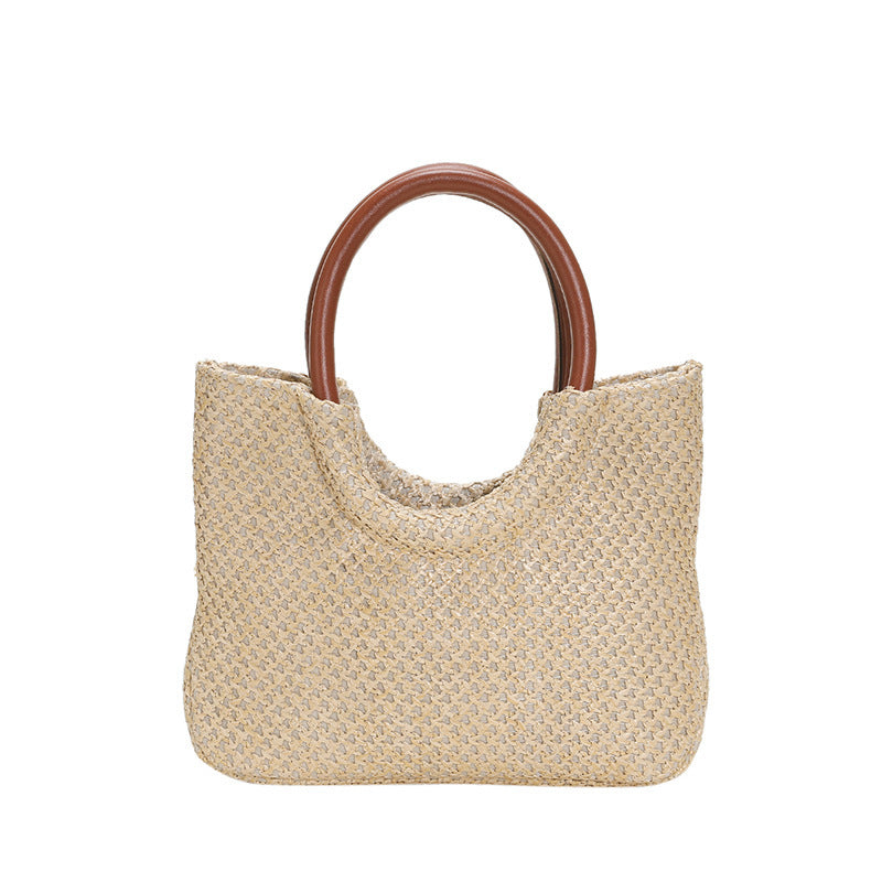 Korean-Style Woven Straw Handbag