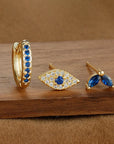 Sparkling Eye Earrings Trio with Zircon Shine