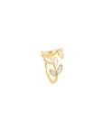 Adjustable Gold Ring With White Opal Leaf