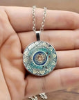 Vintage Rounded Blue Mandala Necklace