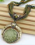 Gold Plated Necklace with Green Gem